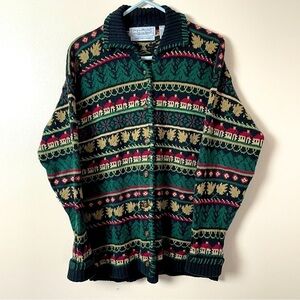Vintage 90’s Signatures by Northern Isles Sweater Cardigan Hand Embroidered